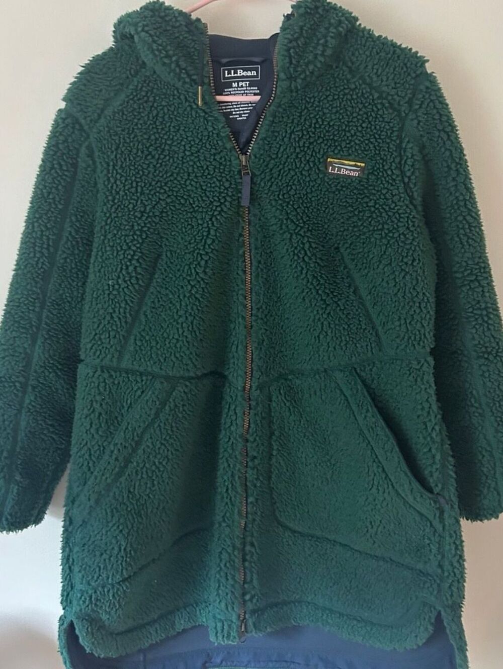 L.L.Bean Mountain Pile Fleece Coat Women’s Green Hooded Sherpa
